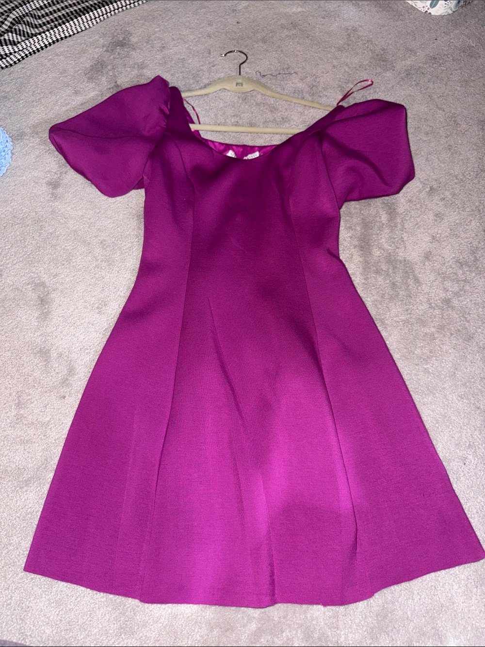 English Factory Fuchsia Off-Shoulder Mini Dress